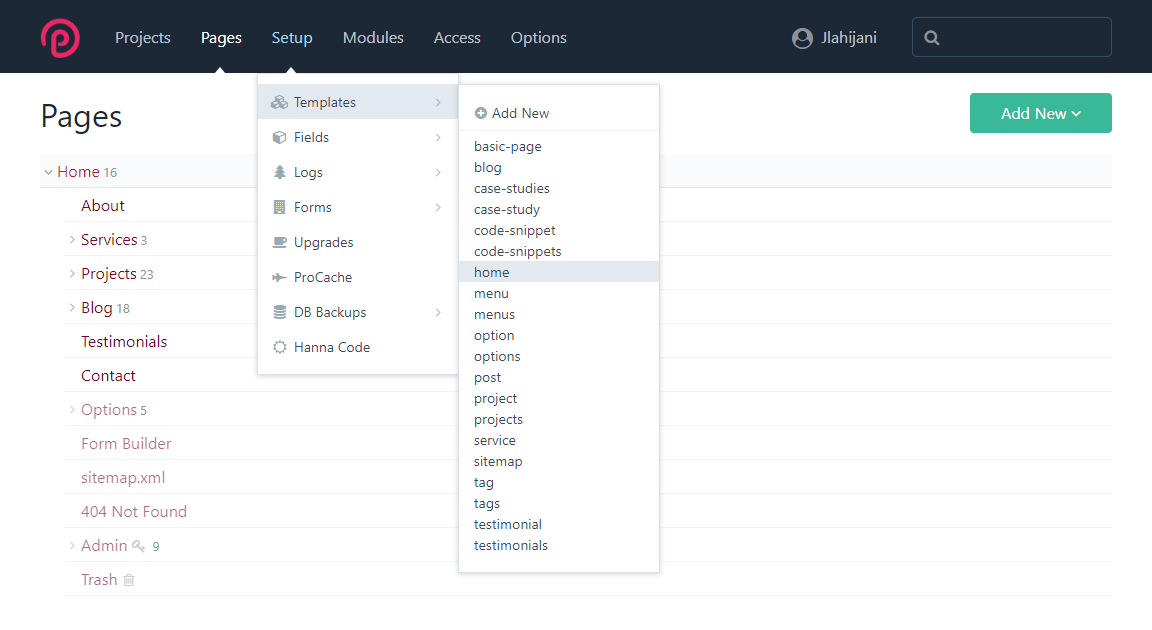 ProcessWire Admin Screenshot